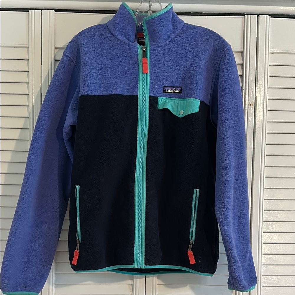 Patagonia Two-Tone Fleece Jacket with Turquoise Accents